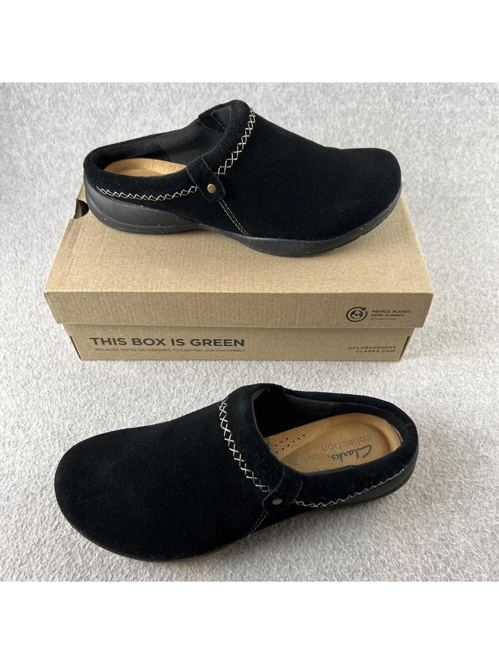 Clarks Women's Roseville Echo Clogs Size 7 Suede Comfort Insoles Casual Slip-On